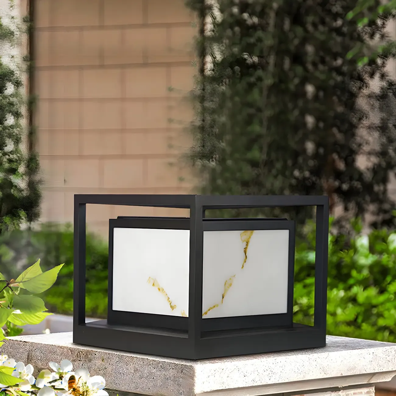 Black Metal Cubic Open Frame Post Cap Light Image - 7