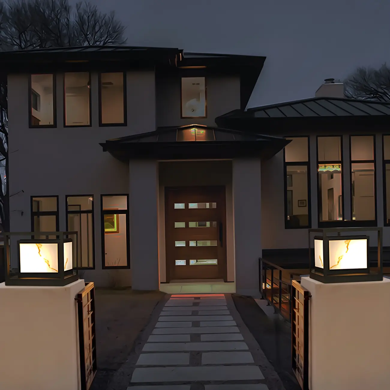 Black Metal Cubic Open Frame Post Cap Light Image - 4 | homeyfad