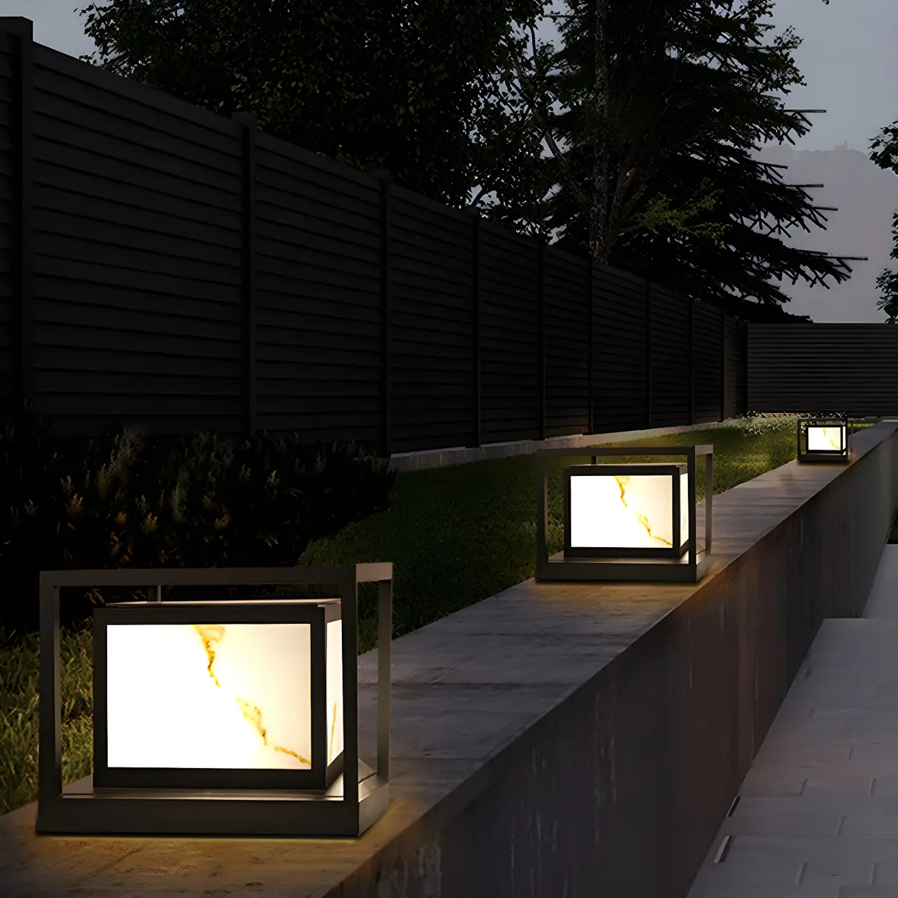 Black Metal Cubic Open Frame Post Cap Light Image - 5 | homeyfad