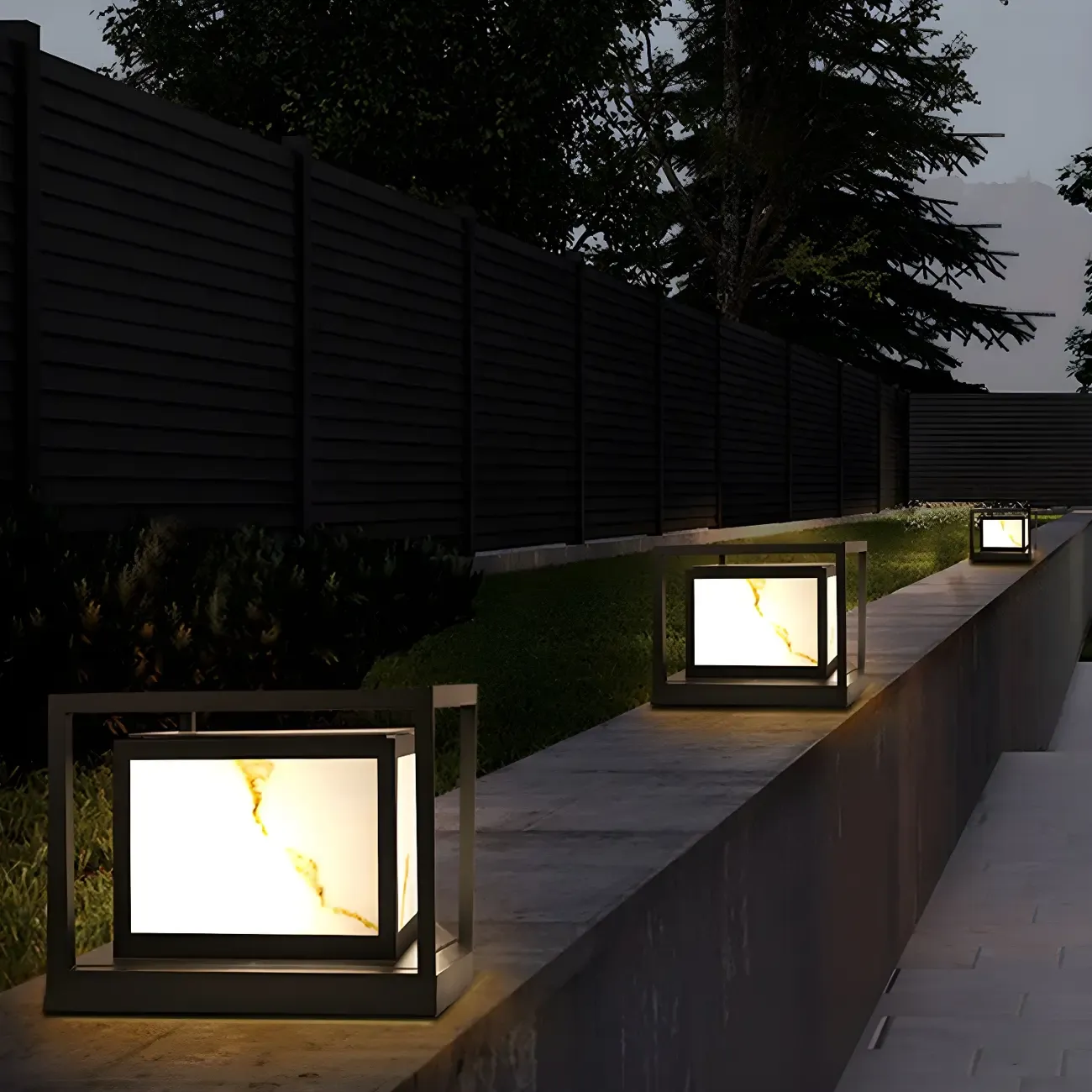 Black Metal Cubic Open Frame Post Cap Light Image - 5