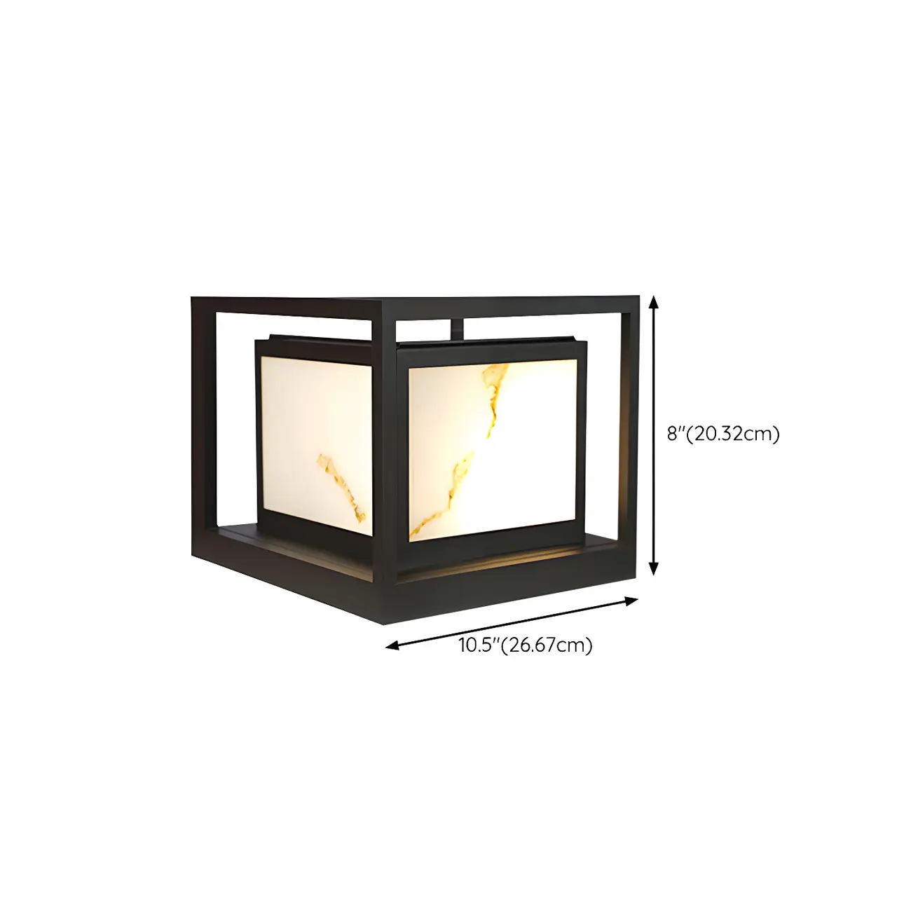 Black Metal Cubic Open Frame Post Cap Light #size