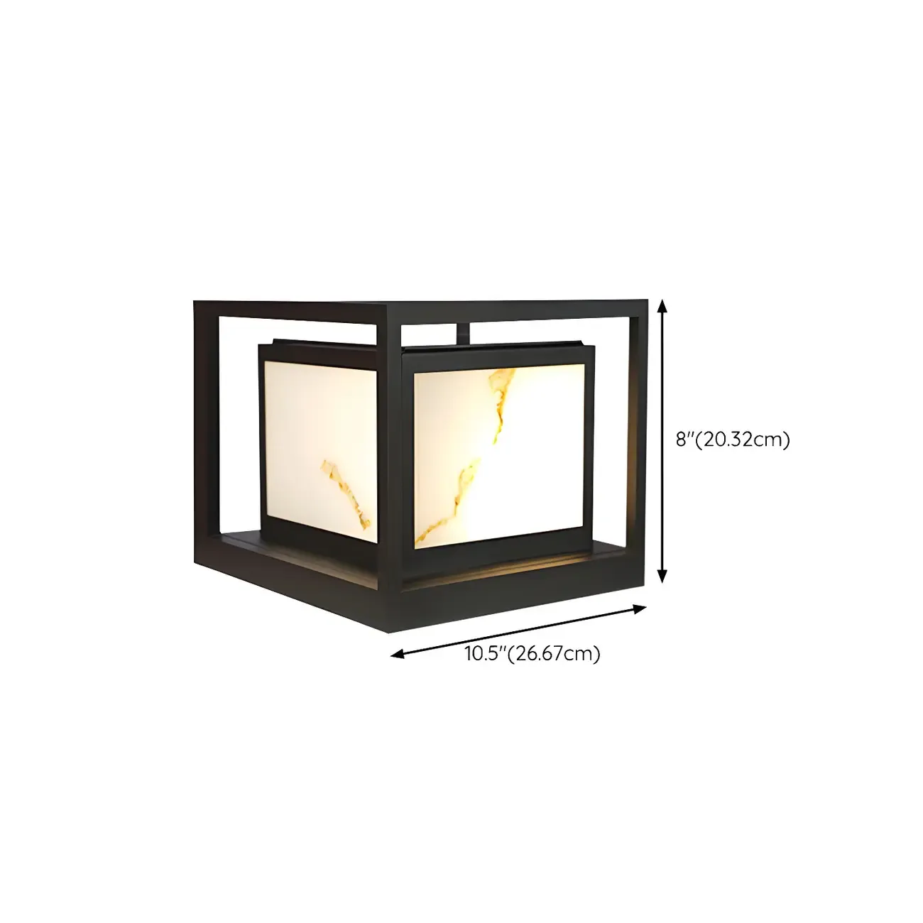 Black Metal Cubic Open Frame Post Cap Light #size