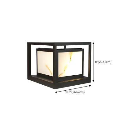 Black Metal Cubic Open Frame Post Cap Light #size