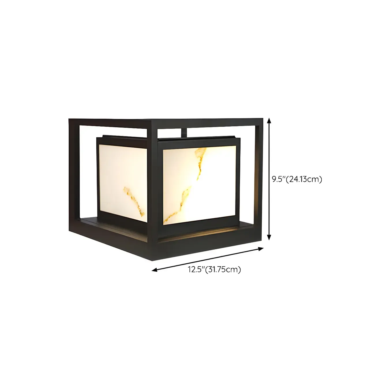 Black Metal Cubic Open Frame Post Cap Light Image - 12