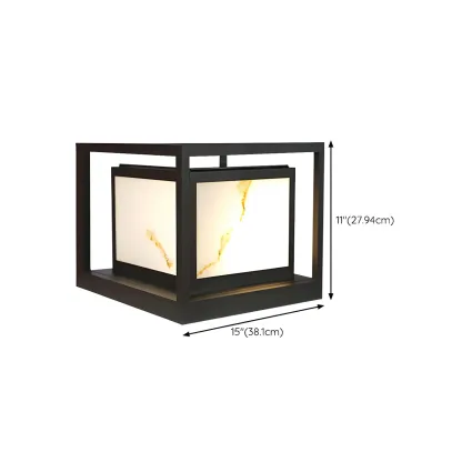 Black Metal Cubic Open Frame Post Cap Light Image - 13