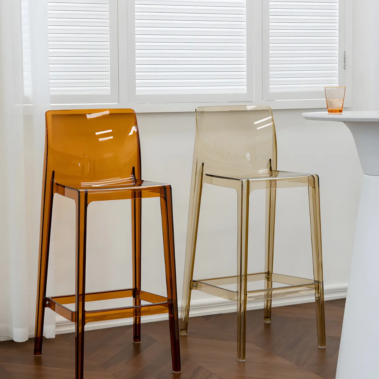 Modern Acrylic Transparent Stylish Rectangle Bar Stool Image - 3 | homeyfad