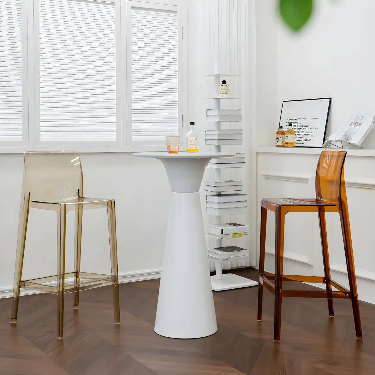 Modern Acrylic Transparent Stylish Rectangle Bar Stool Image - 1