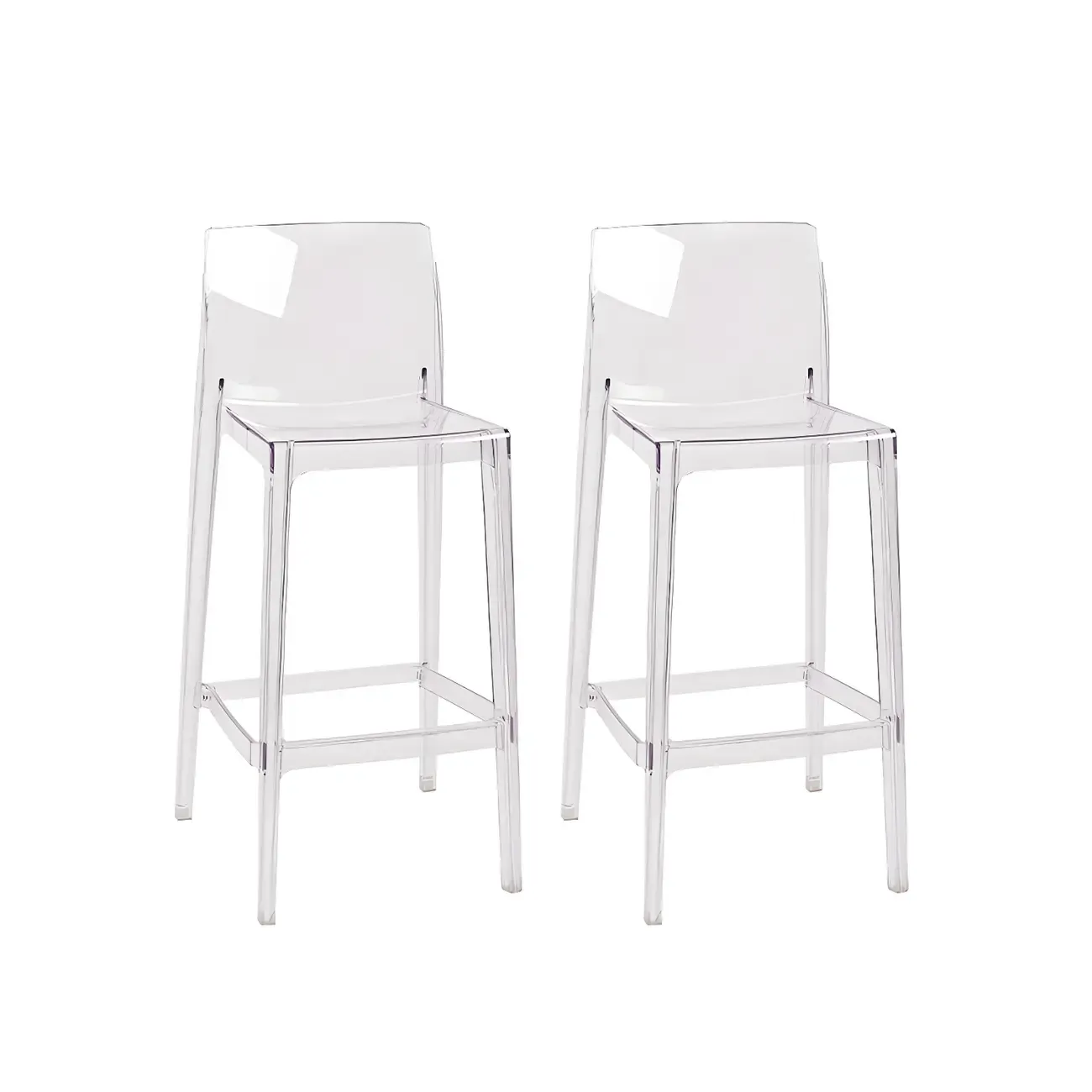 Modern Acrylic Transparent Stylish Rectangle Bar Stool Image - 11