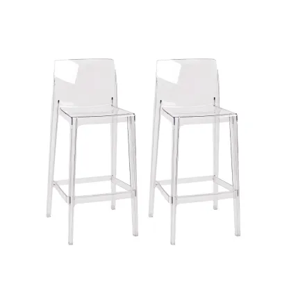 Modern Acrylic Transparent Stylish Rectangle Bar Stool Image - 11