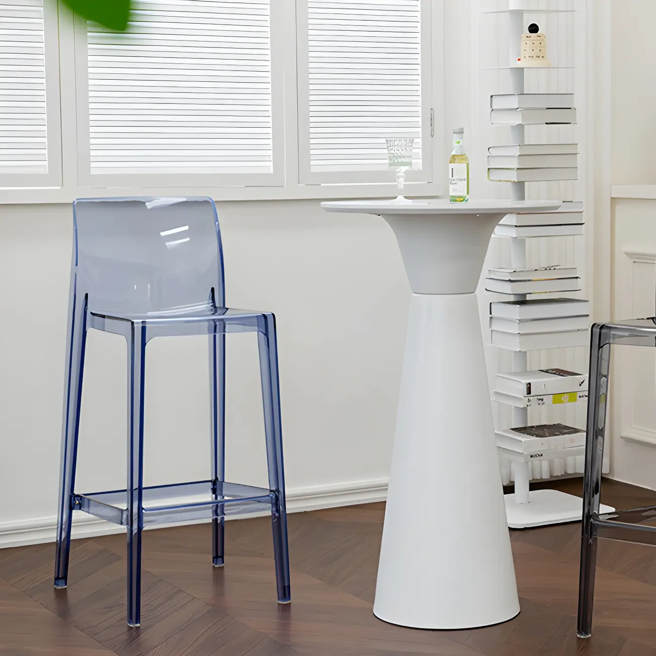 Modern Acrylic Transparent Stylish Rectangle Bar Stool Image - 2 | homeyfad