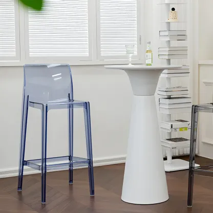 Modern Acrylic Transparent Stylish Rectangle Bar Stool Image - 2