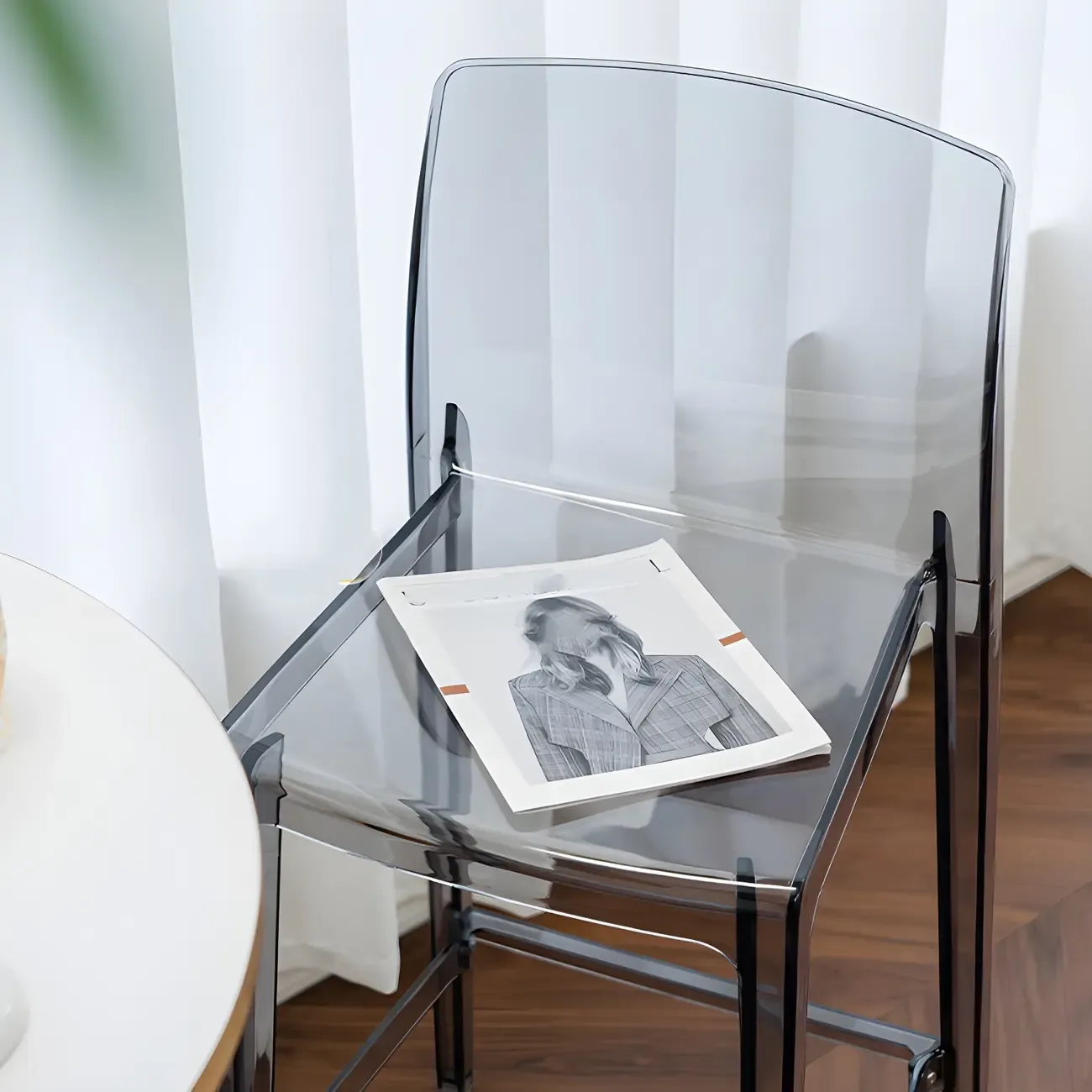 Modern Acrylic Transparent Stylish Rectangle Bar Stool Image - 7
