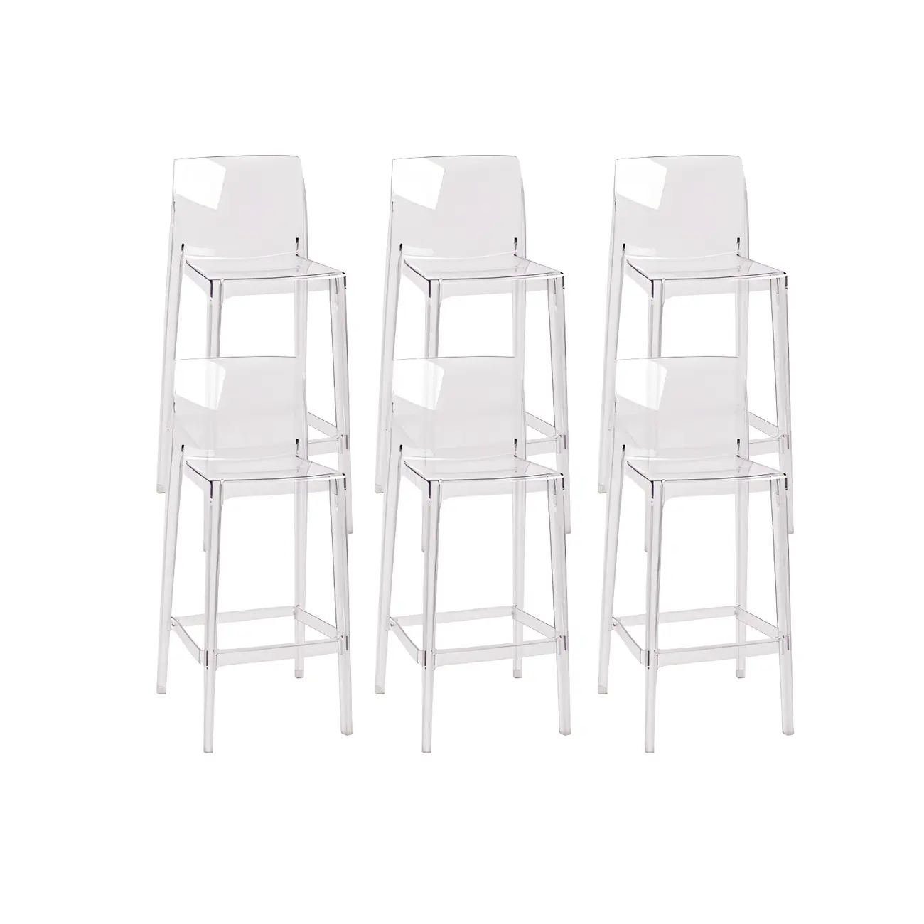 Modern Acrylic Transparent Stylish Rectangle Bar Stool Image - 13 | homeyfad