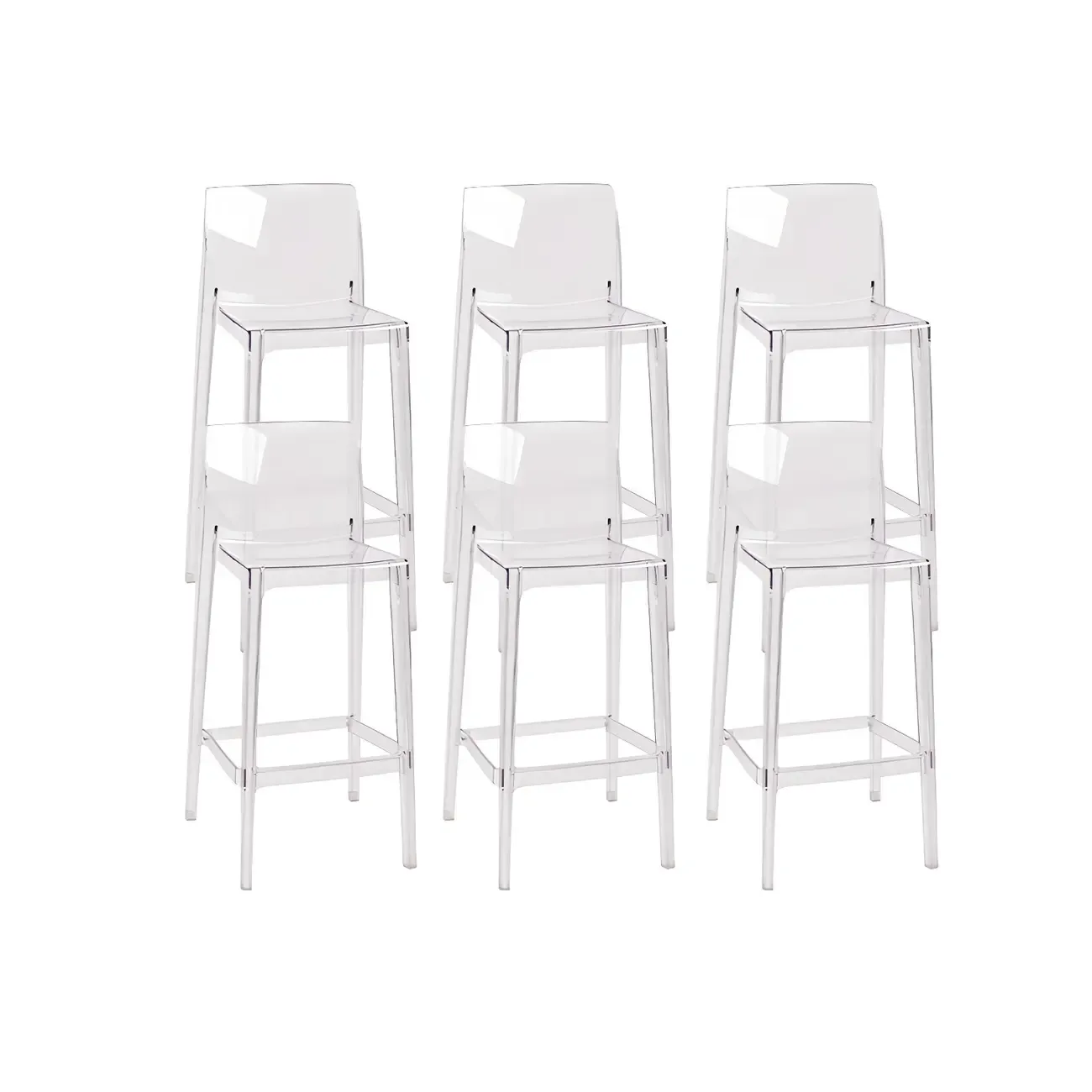 Modern Acrylic Transparent Stylish Rectangle Bar Stool Image - 13