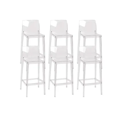 Modern Acrylic Transparent Stylish Rectangle Bar Stool Image - 13
