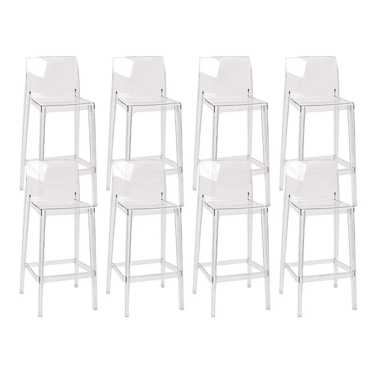 Modern Acrylic Transparent Stylish Rectangle Bar Stool Image - 14 | homeyfad