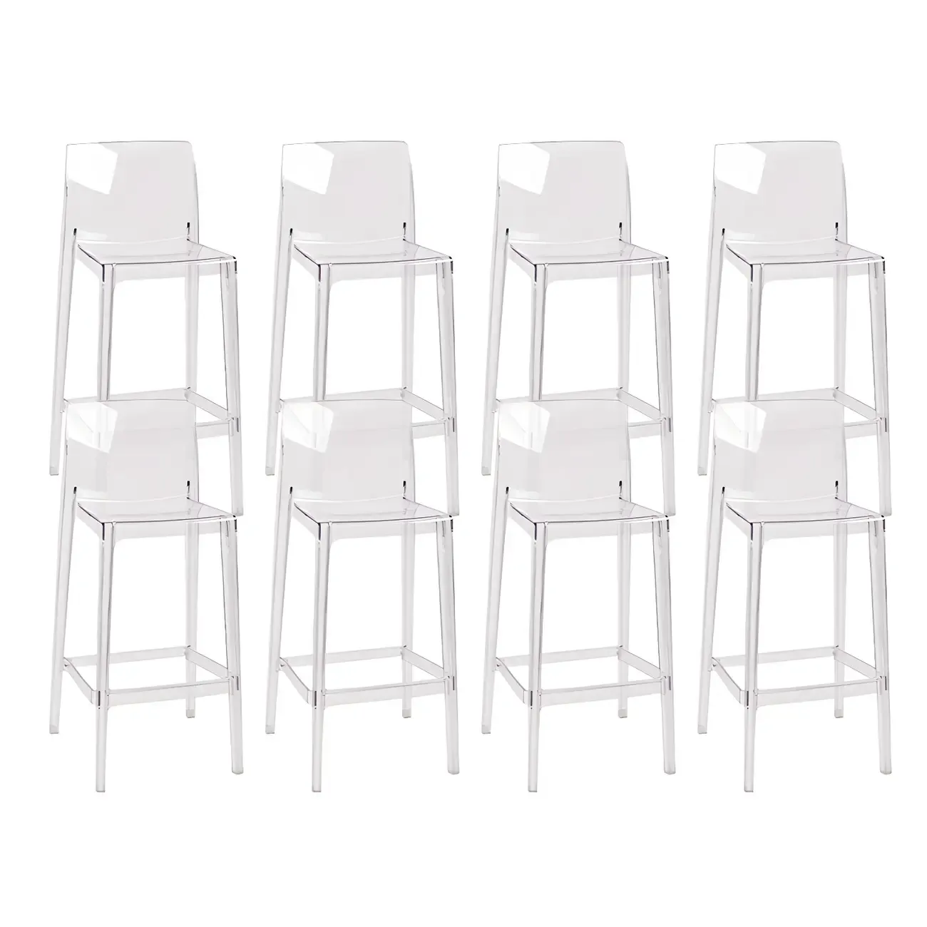 Modern Acrylic Transparent Stylish Rectangle Bar Stool Image - 14