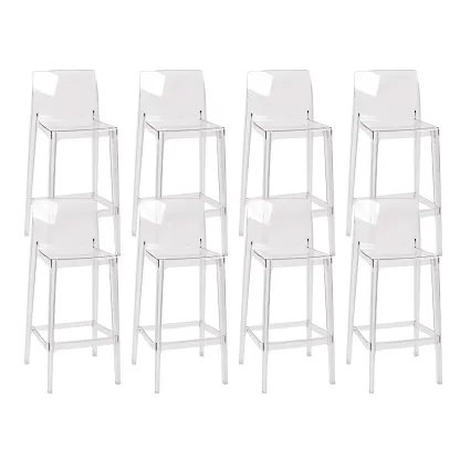 Modern Acrylic Transparent Stylish Rectangle Bar Stool Image - 14
