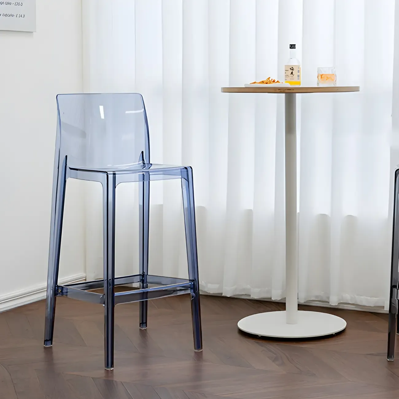 Modern Acrylic Transparent Stylish Rectangle Bar Stool Image - 6