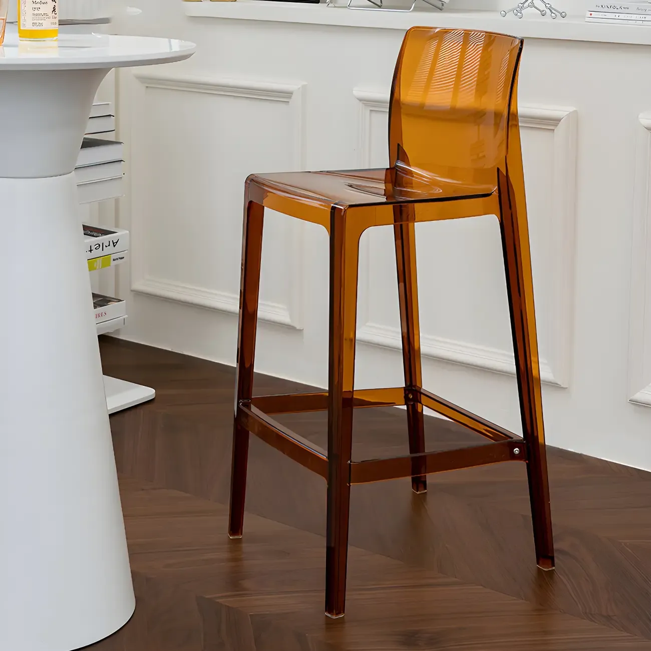Modern Acrylic Transparent Stylish Rectangle Bar Stool Image - 5