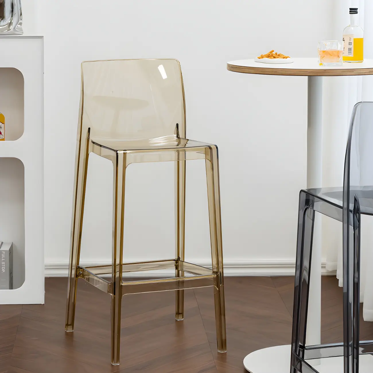 Modern Acrylic Transparent Stylish Rectangle Bar Stool Image - 4 | homeyfad