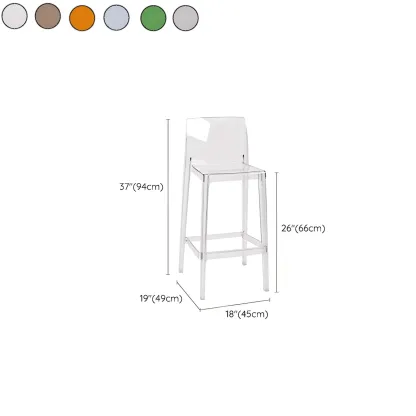 Modern Acrylic Transparent Stylish Rectangle Bar Stool #size