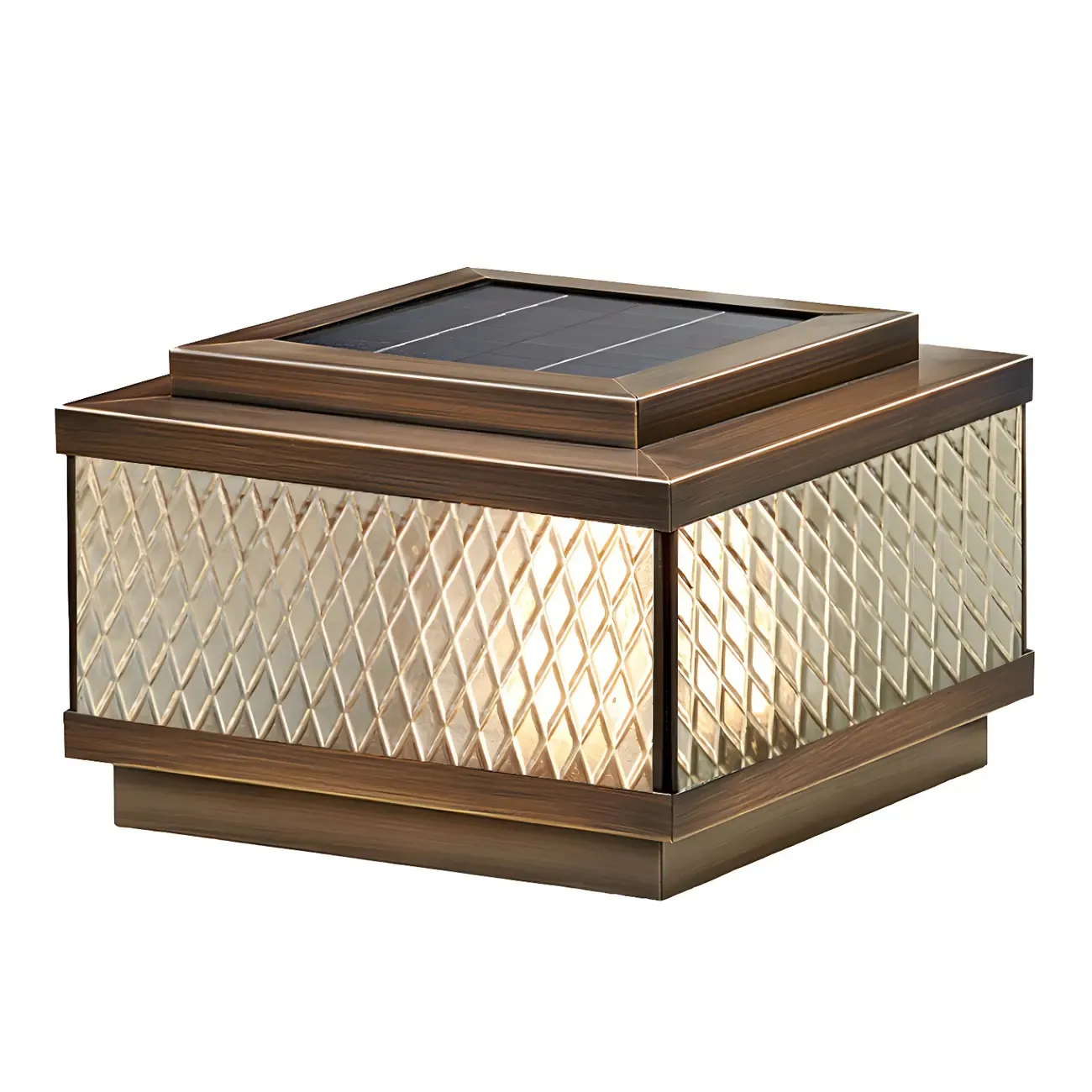 Solar Exquisite Glass Shade Bronze Post Cap Light Image - 6