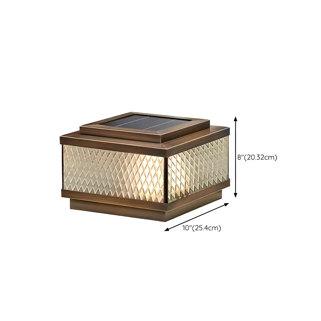 Solar Exquisite Glass Shade Bronze Post Cap Light #size