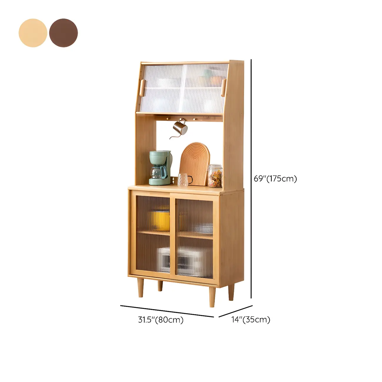 Glam Wooden Display Cabinet with Open Storage for Dining Room #size | homeyfad