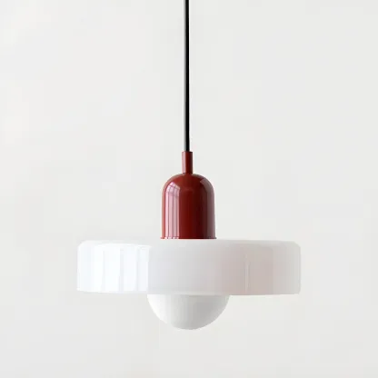 Modern Hanging Light Fixture Colorful Glass Shade Pendant Light Image - 4