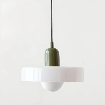 Modern Hanging Light Fixture Colorful Glass Shade Pendant Light Image - 10