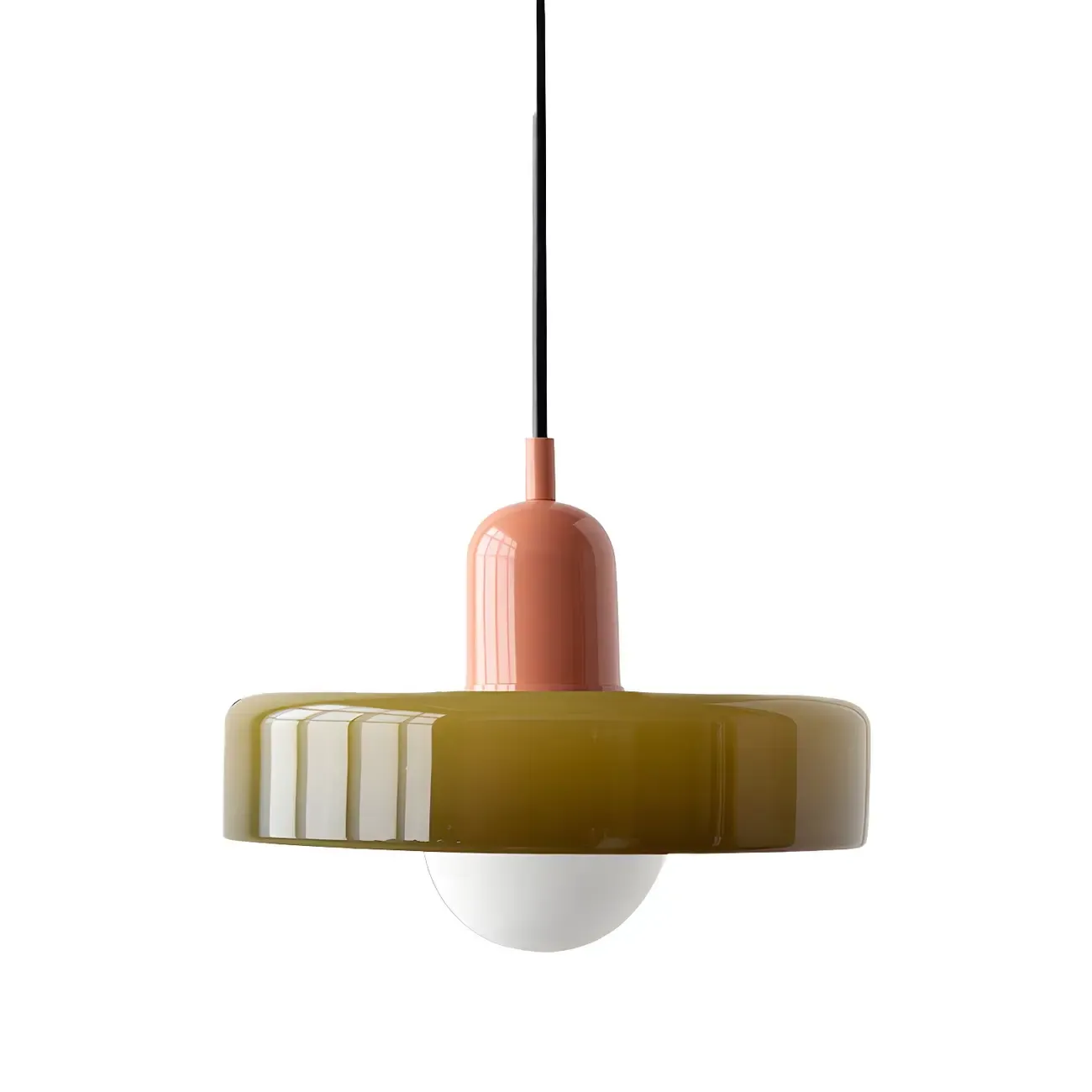 Modern Hanging Light Fixture Colorful Glass Shade Pendant Light Image - 11