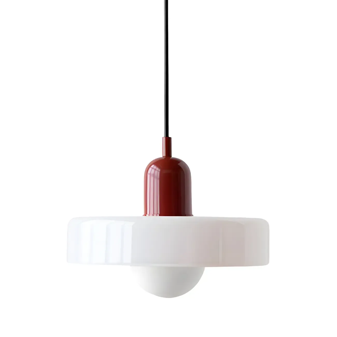 Modern Hanging Light Fixture Colorful Glass Shade Pendant Light Image - 12