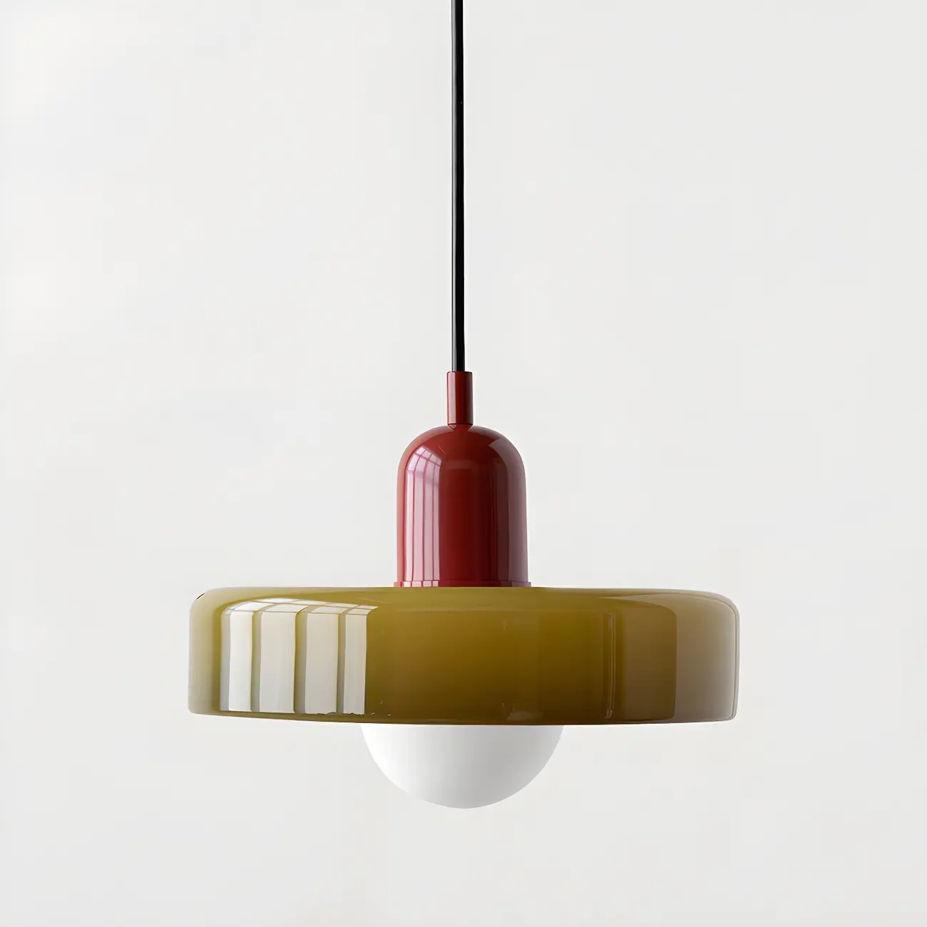 Modern Hanging Light Fixture Colorful Glass Shade Pendant Light Image - 25 | homeyfad