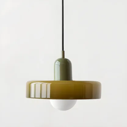 Modern Hanging Light Fixture Colorful Glass Shade Pendant Light Image - 26