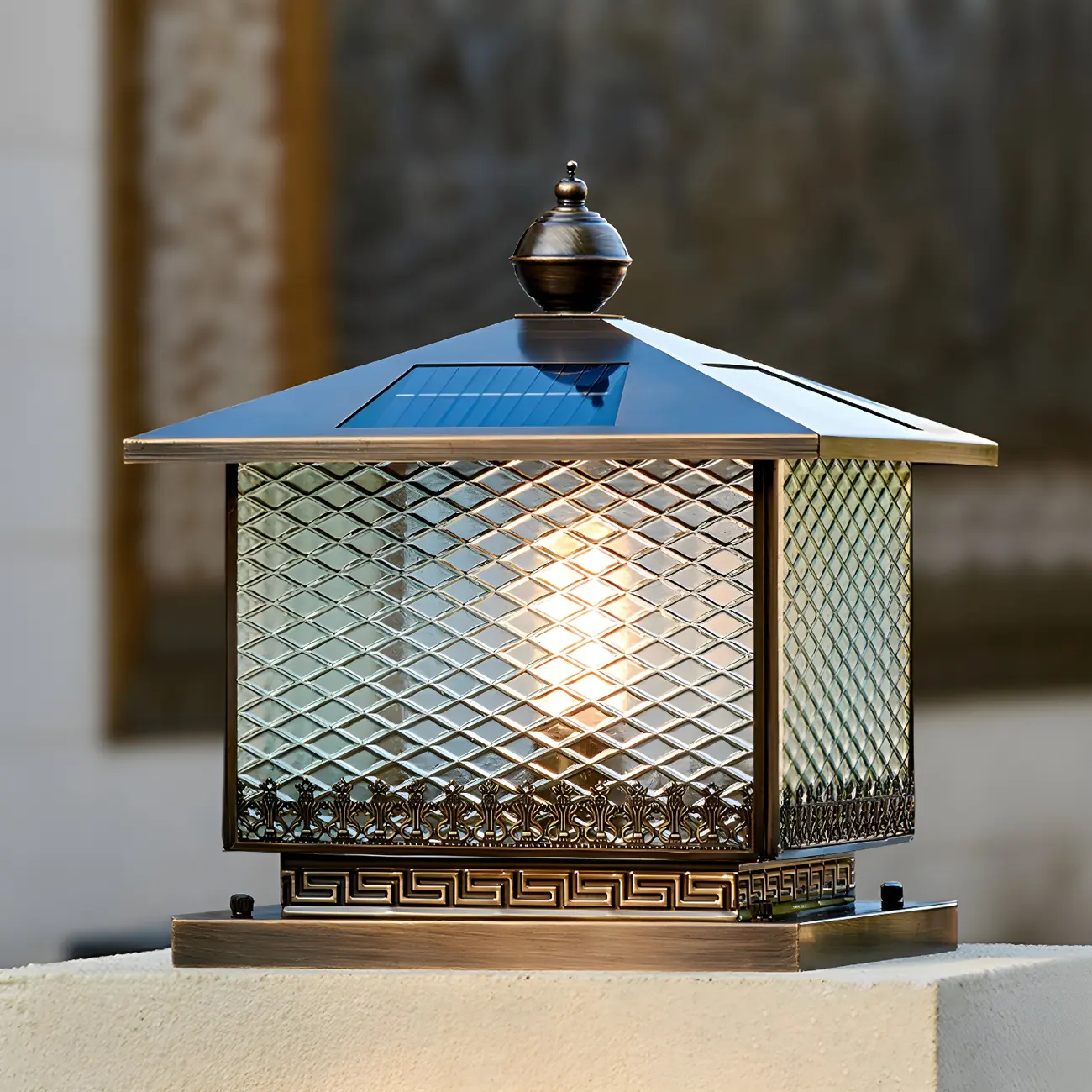 Simple Oriental Bronze Metal Post Cap Light Image - 1 | homeyfad