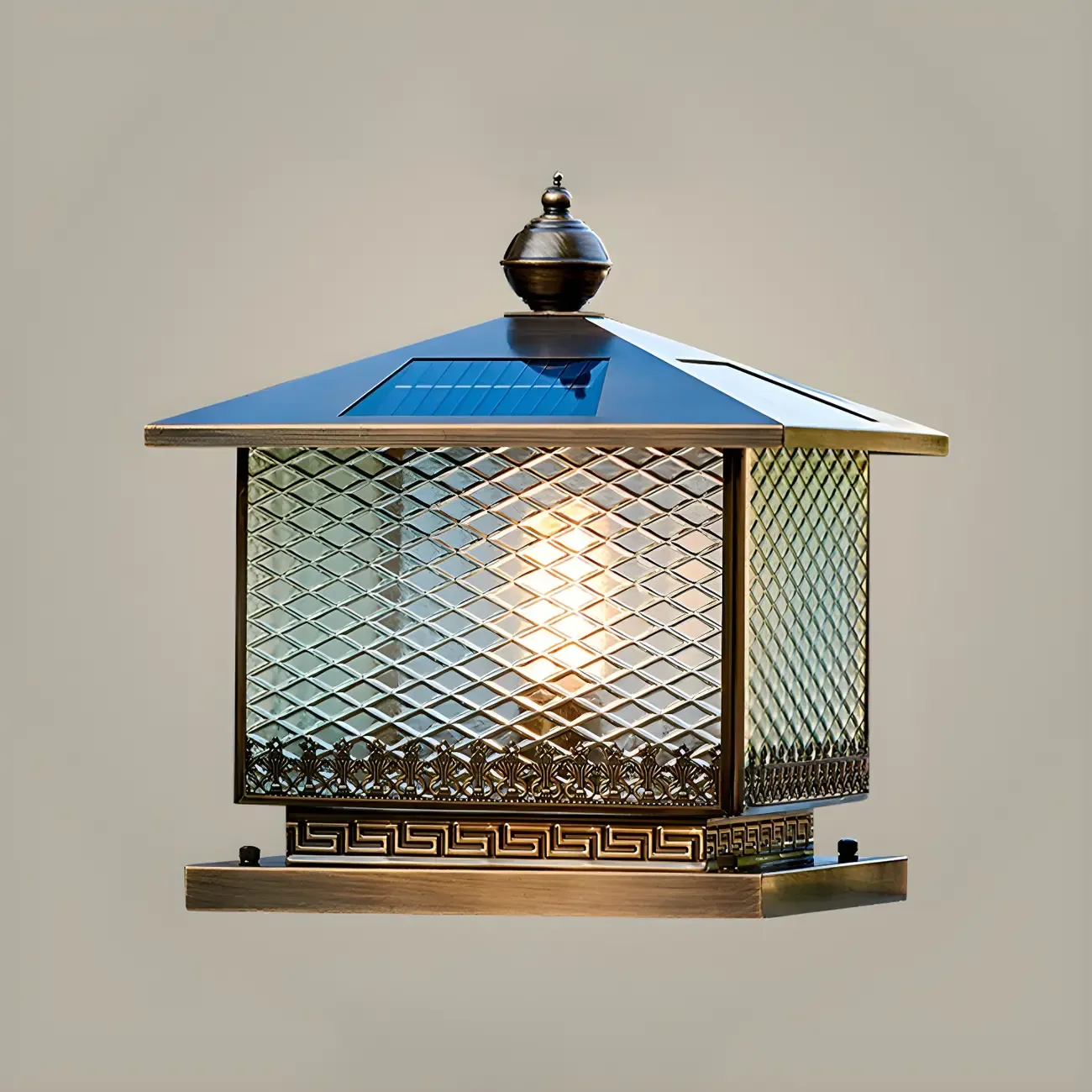 Simple Oriental Bronze Metal Post Cap Light Image - 2