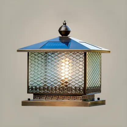 Simple Oriental Bronze Metal Post Cap Light Image - 2