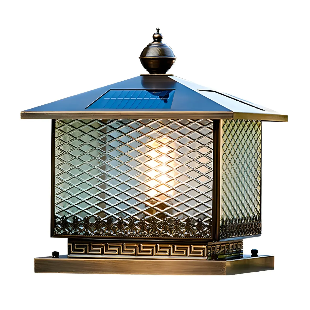 Simple Oriental Bronze Metal Post Cap Light Image - 6
