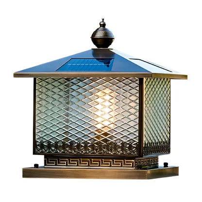 Simple Oriental Bronze Metal Post Cap Light Image - 6