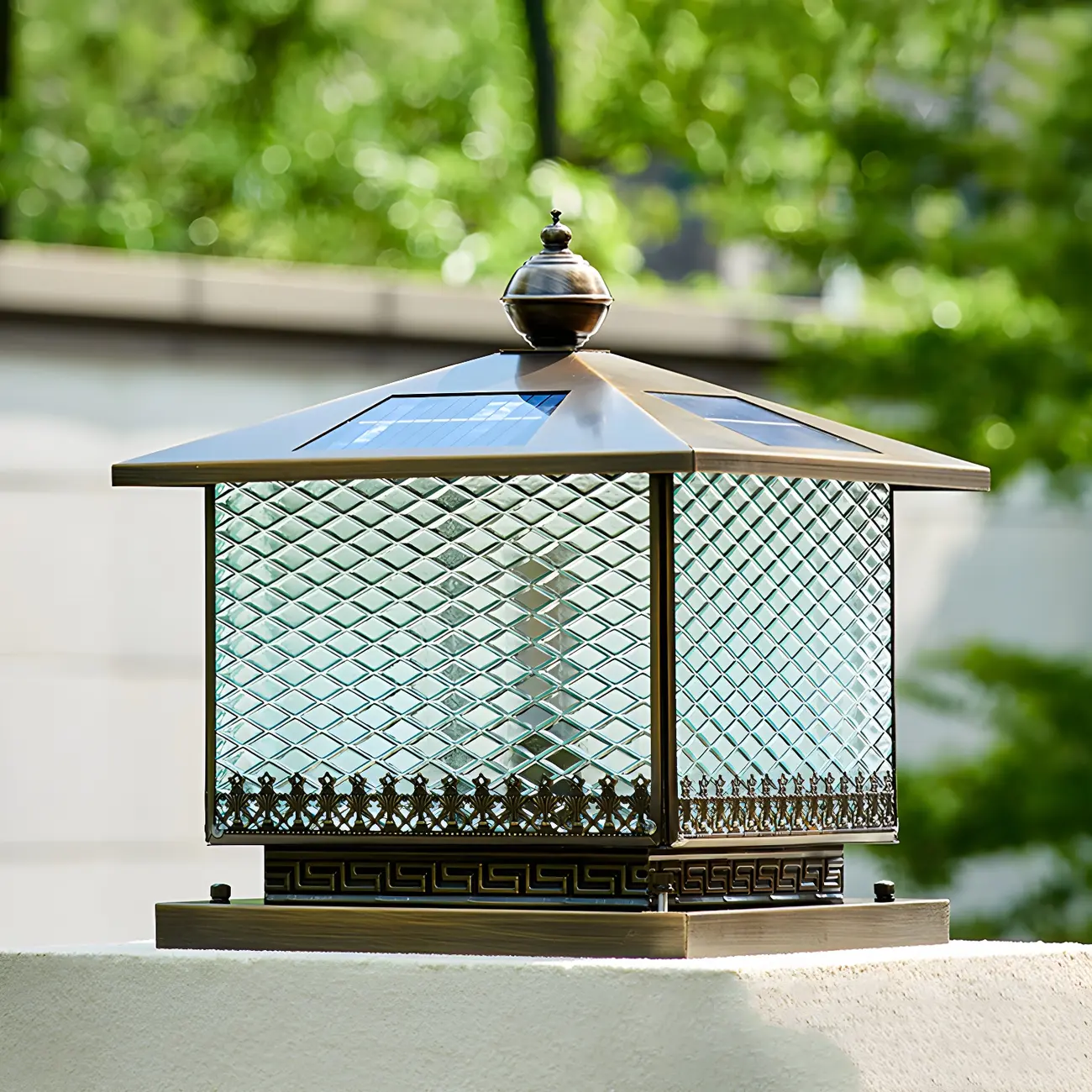 Simple Oriental Bronze Metal Post Cap Light Image - 7 | homeyfad