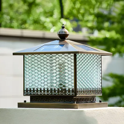 Simple Oriental Bronze Metal Post Cap Light Image - 7