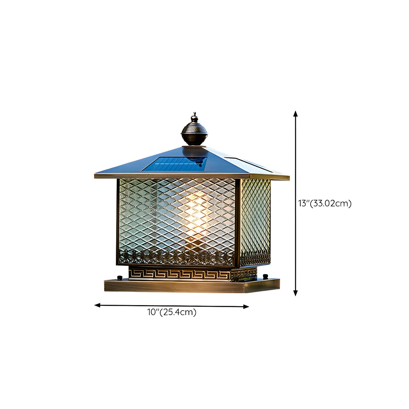 Simple Oriental Bronze Metal Post Cap Light #size | homeyfad