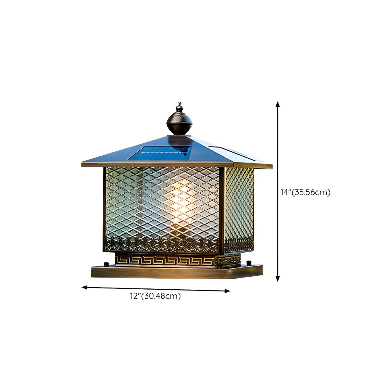 Simple Oriental Bronze Metal Post Cap Light Image - 13 | homeyfad