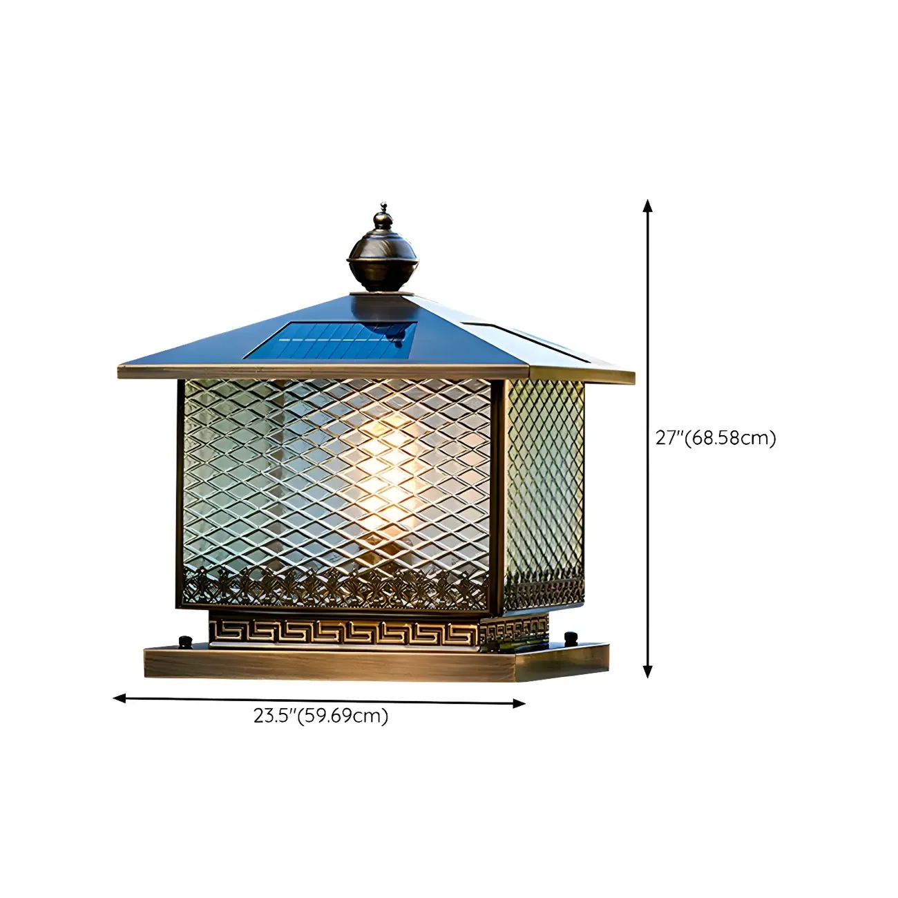 Simple Oriental Bronze Metal Post Cap Light Image - 16