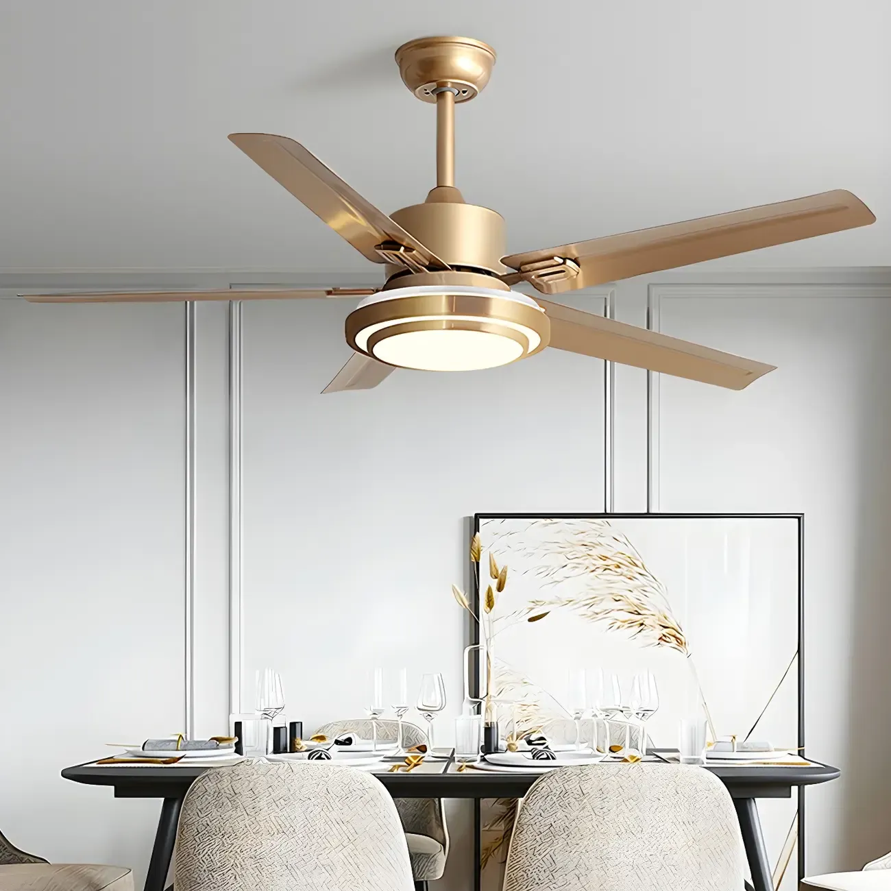 Modern Reversible Ceiling Fan with 3-Gear Light for Living Room