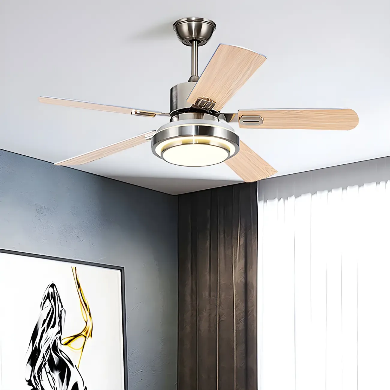 Modern Reversible Ceiling Fan with 3-Gear Light for Living Room - HomeyFad