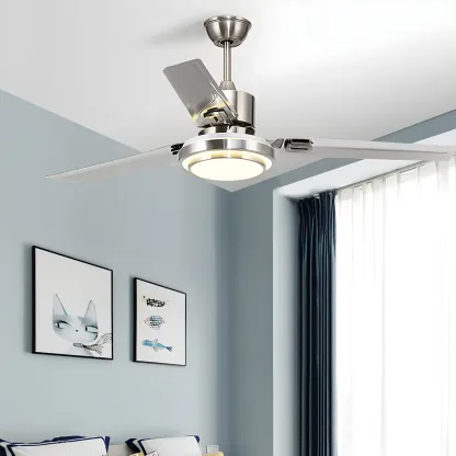 Modern Reversible Ceiling Fan with 3-Gear Light for Living Room