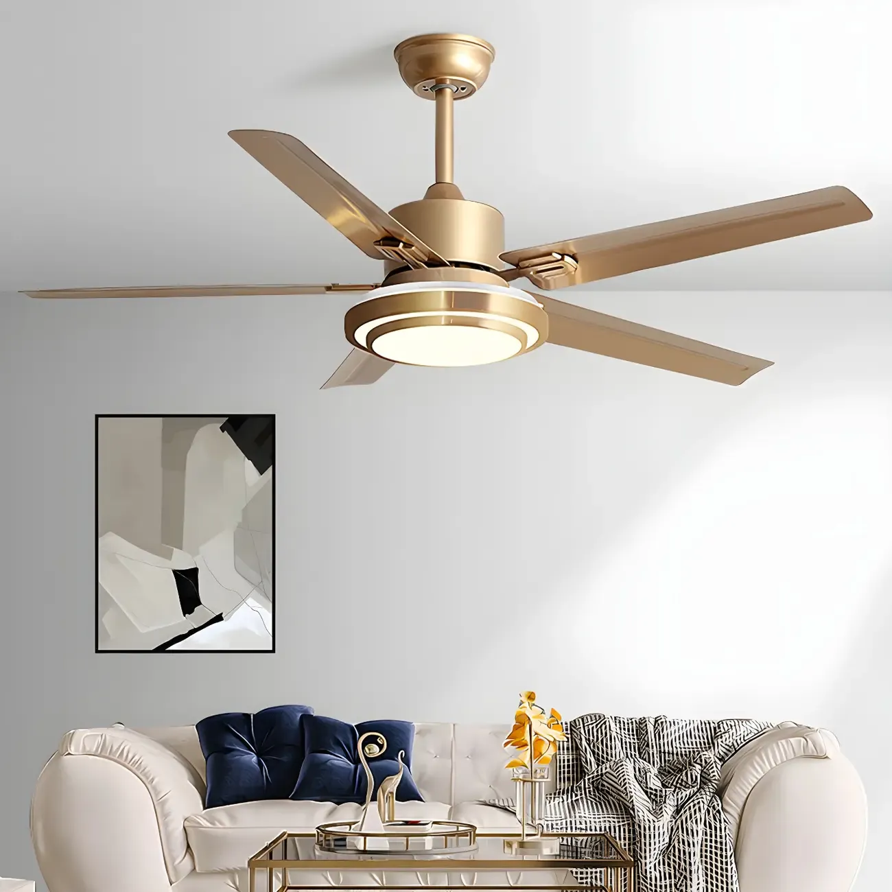 Modern Reversible Ceiling Fan with 3-Gear Light for Living Room