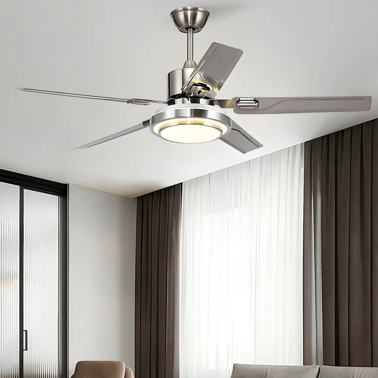 Modern Reversible Ceiling Fan with 3-Gear Light for Living Room
